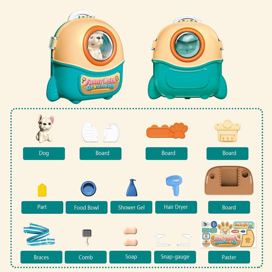 Pretend Play Dog Grooming Set with Carrier Backpack – Fun Educational Toy