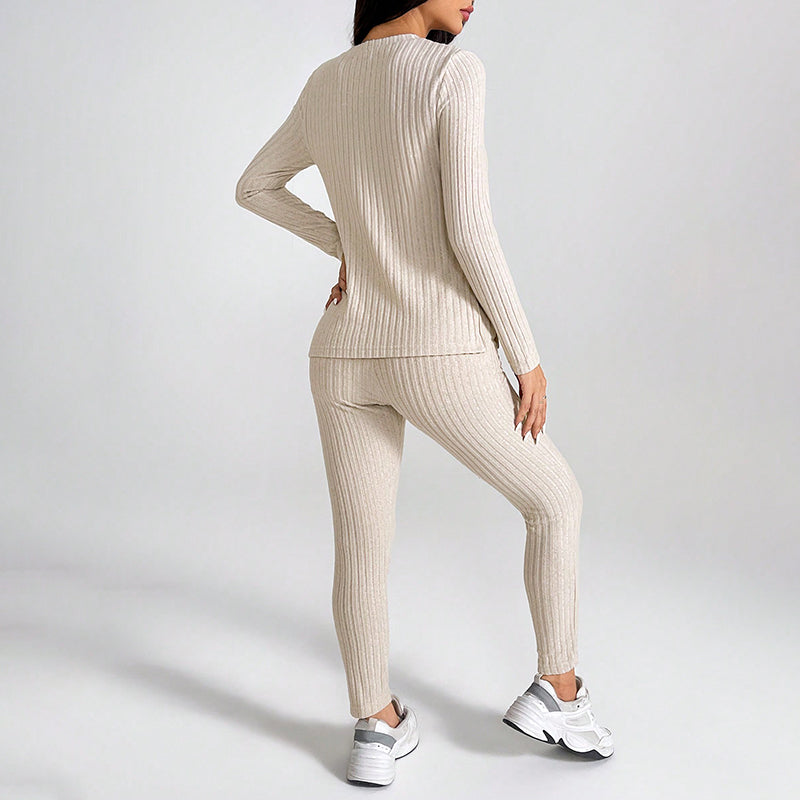 Knit Long-Sleeve Top & Leggings Set – Cozy Layers