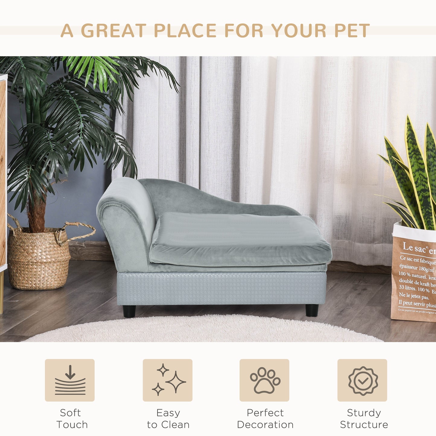 Luxury Pet Chaise Bed with Storage – Plush Comfort