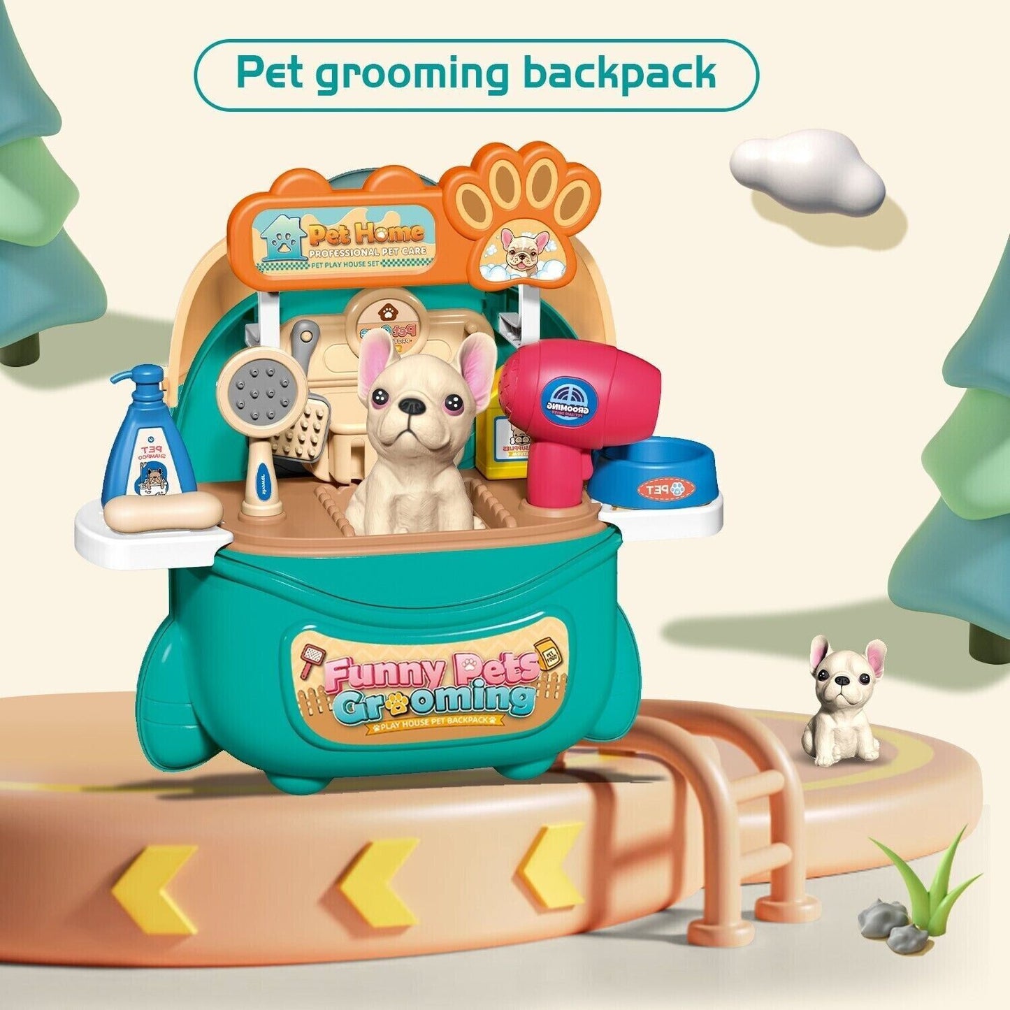 Pretend Play Dog Grooming Set with Carrier Backpack – Fun Educational Toy