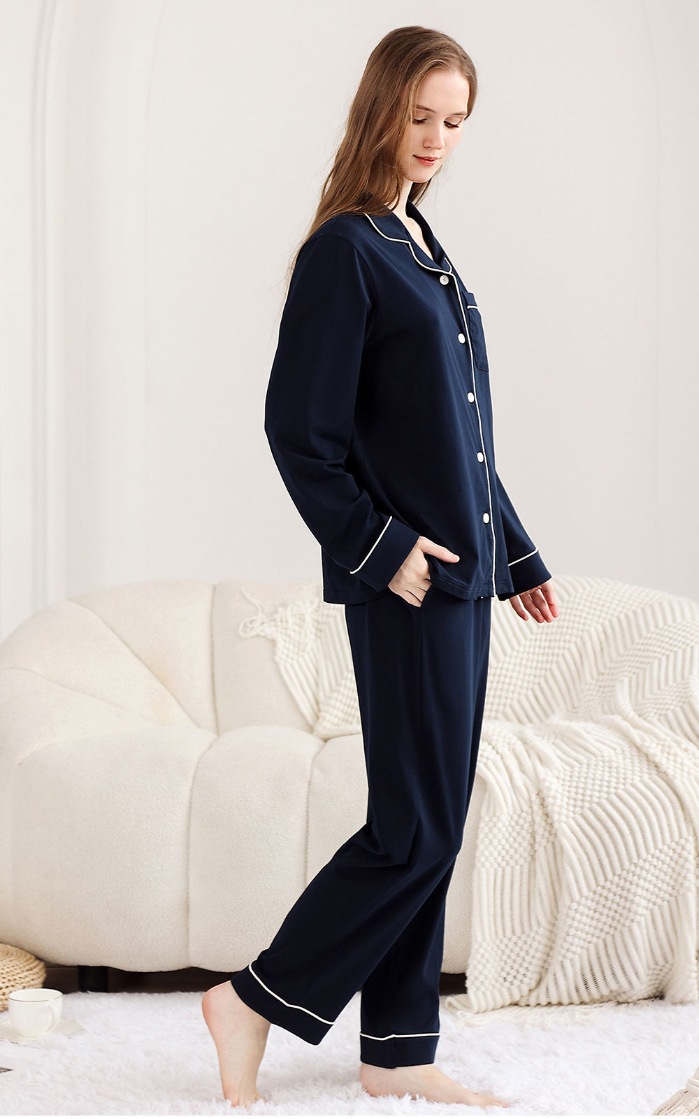 Soft Button-Up Women's Pajamas – Elegant Comfort