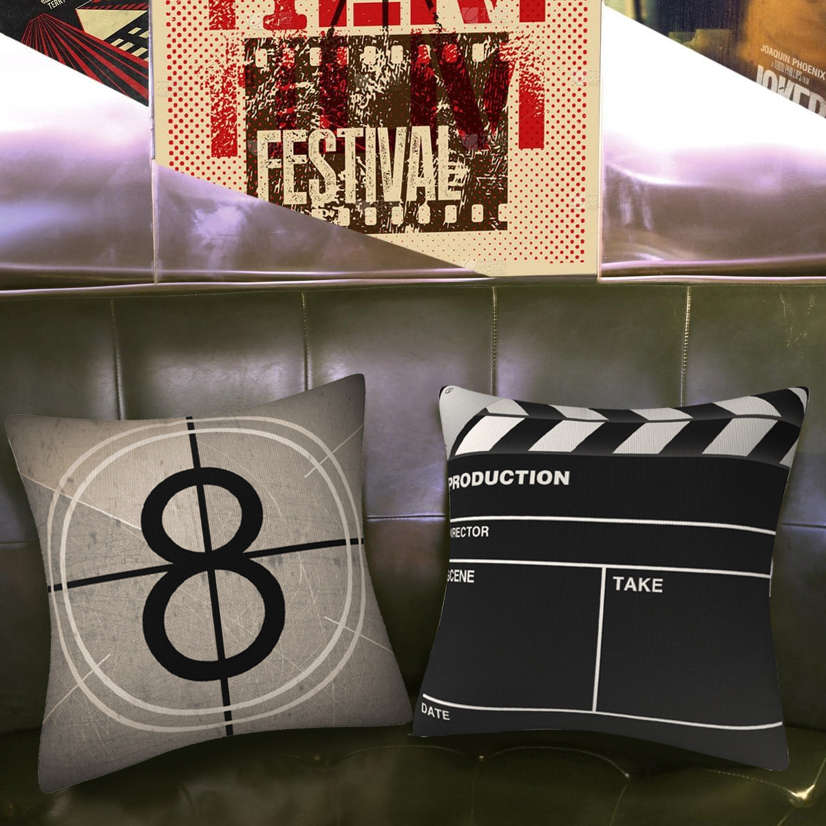 Cinema-Themed Pillow Covers 2-Pack – Decorative