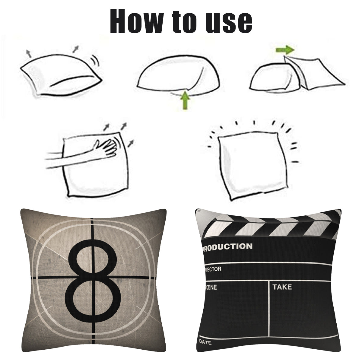 Cinema-Themed Pillow Covers 2-Pack – Decorative