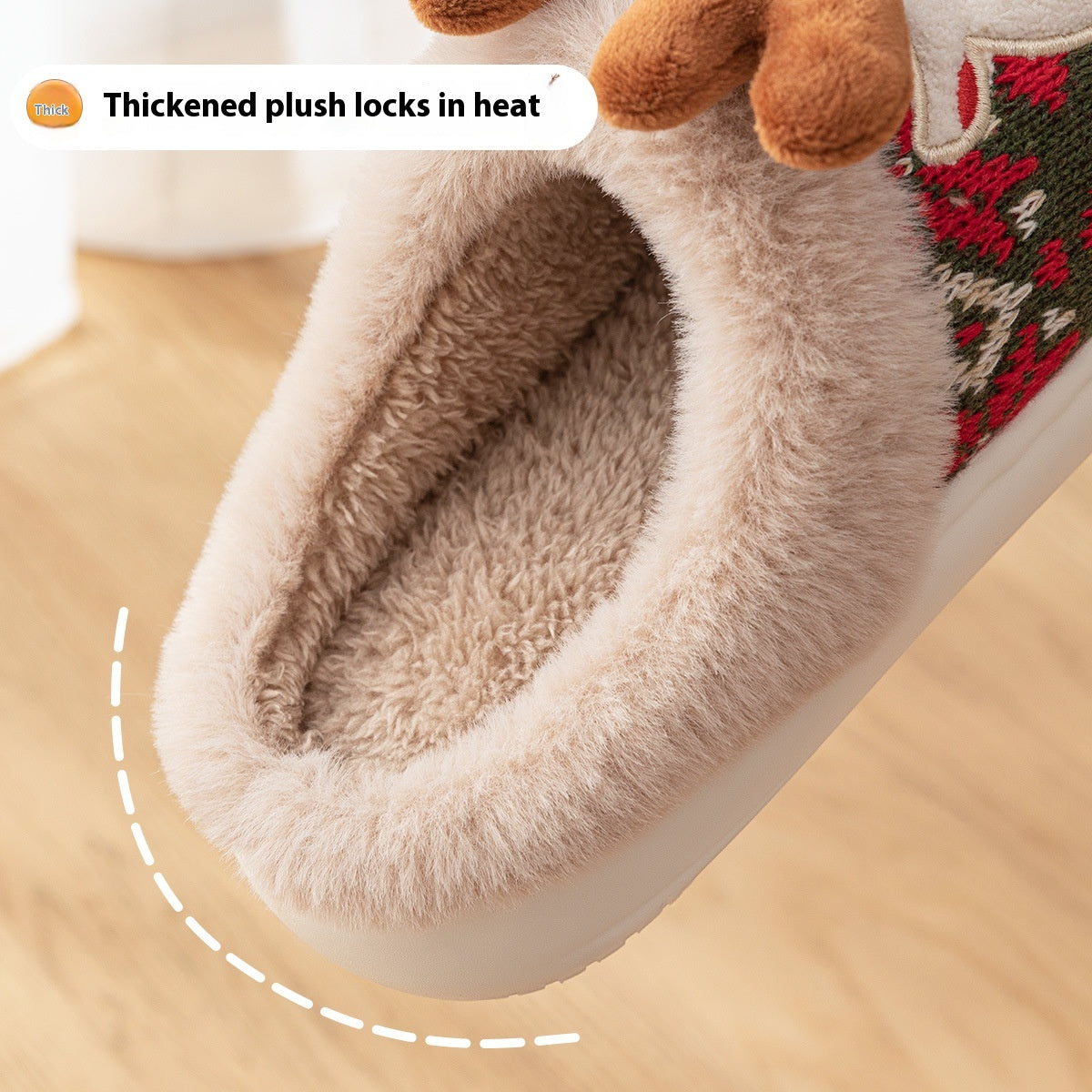 Cute Reindeer Plush Bedroom Slippers – Non-Slip Cozy Warmth