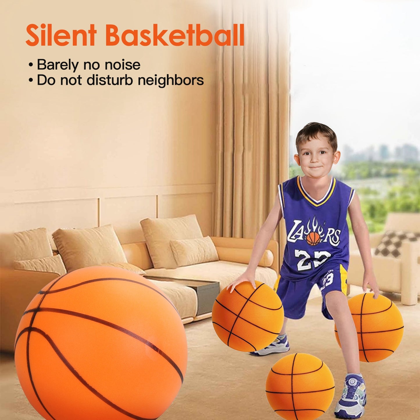 Silent Indoor Basketball – Quiet Foam Dribble Ball for Home Practice
