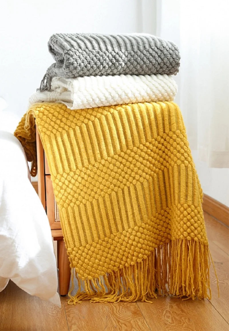 Cream Boho Bliss Chunky Knit Throw Blanket
