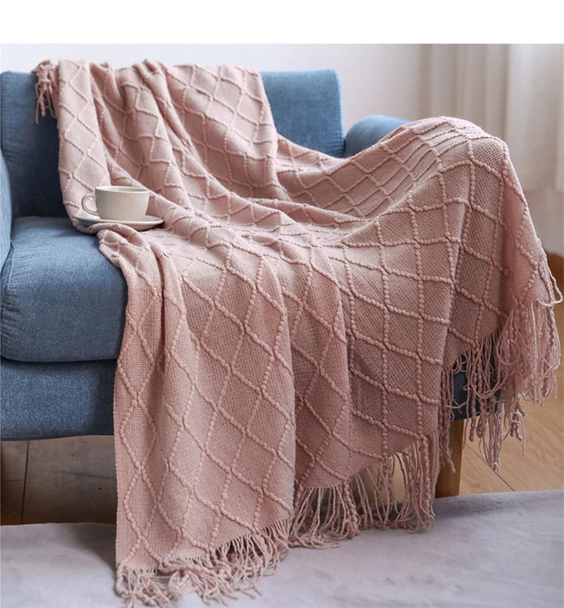 Cream Boho Bliss Chunky Knit Throw Blanket