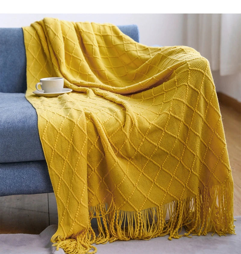 Cream Boho Bliss Chunky Knit Throw Blanket