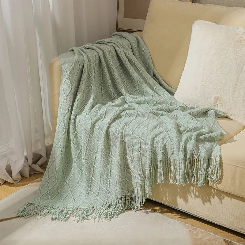 Cream Boho Bliss Chunky Knit Throw Blanket