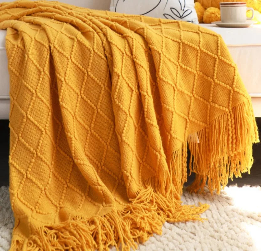Cream Boho Bliss Chunky Knit Throw Blanket
