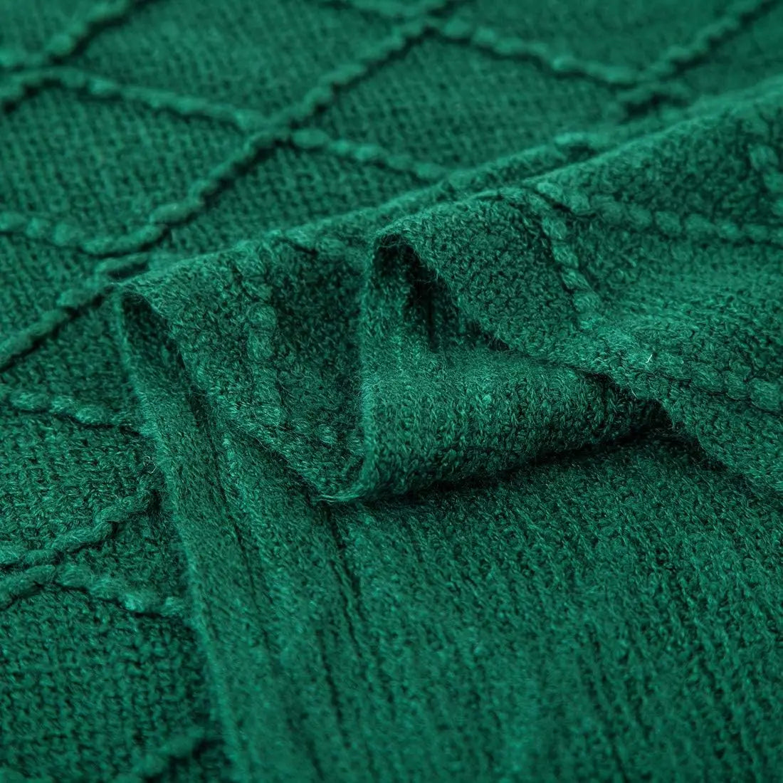 White Boho Tassel Oversized Knit Throw Blanket