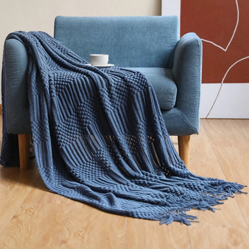 Cream Boho Bliss Chunky Knit Throw Blanket