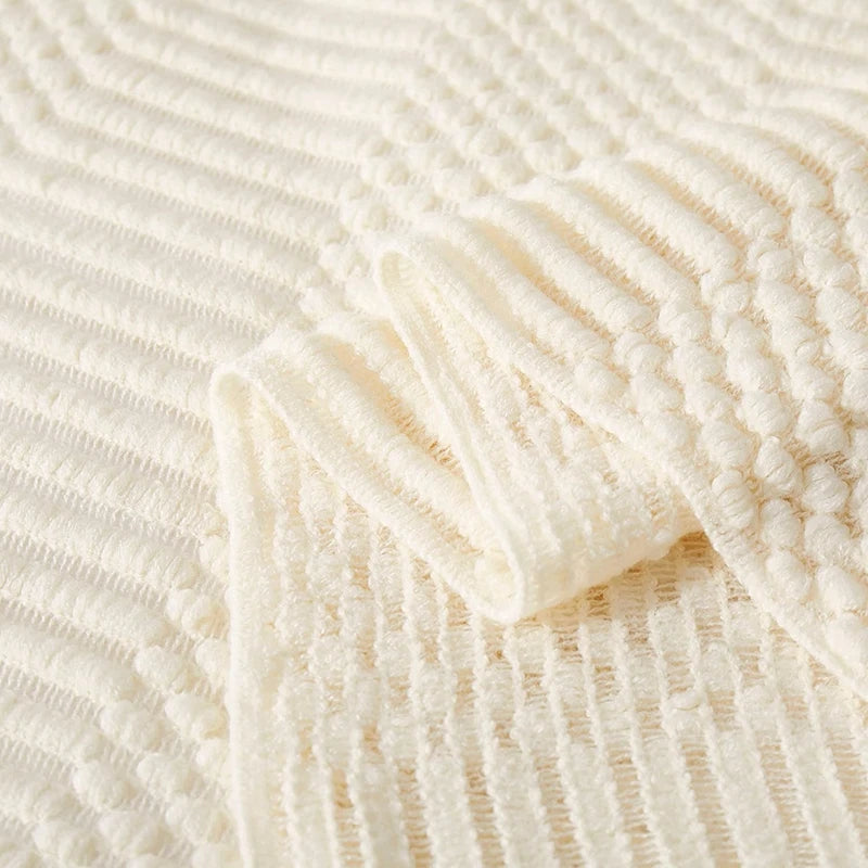 Cream Boho Bliss Chunky Knit Throw Blanket