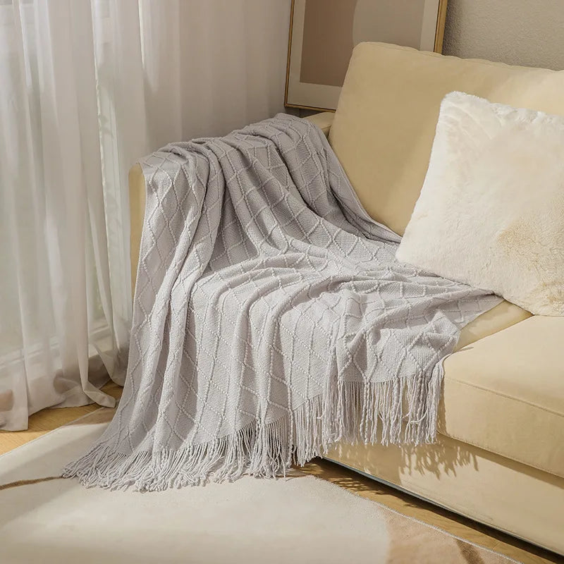 Cream Boho Bliss Chunky Knit Throw Blanket