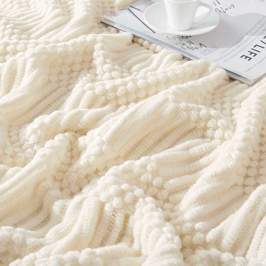 Cream Boho Bliss Chunky Knit Throw Blanket
