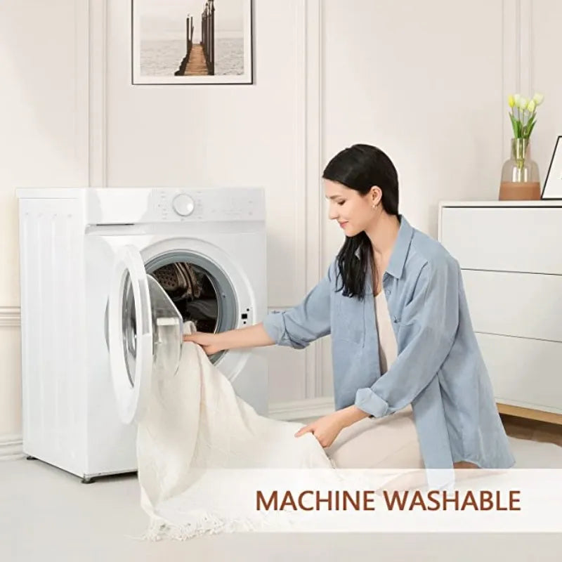 Cream Boho Bliss Chunky Knit Throw Blanket