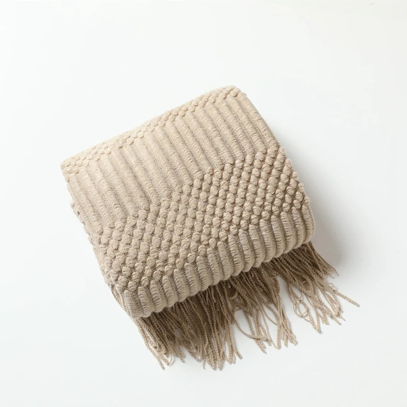 Cream Boho Bliss Chunky Knit Throw Blanket