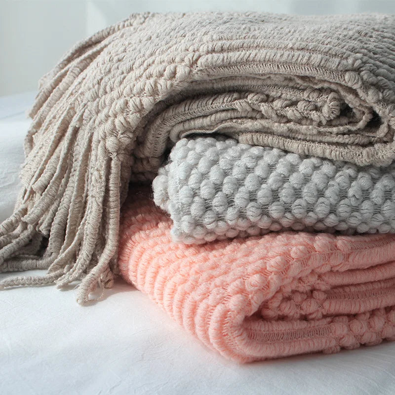 Cream Boho Bliss Chunky Knit Throw Blanket