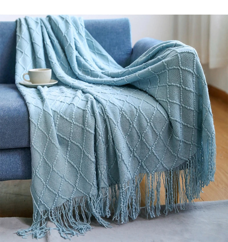 Cream Boho Bliss Chunky Knit Throw Blanket