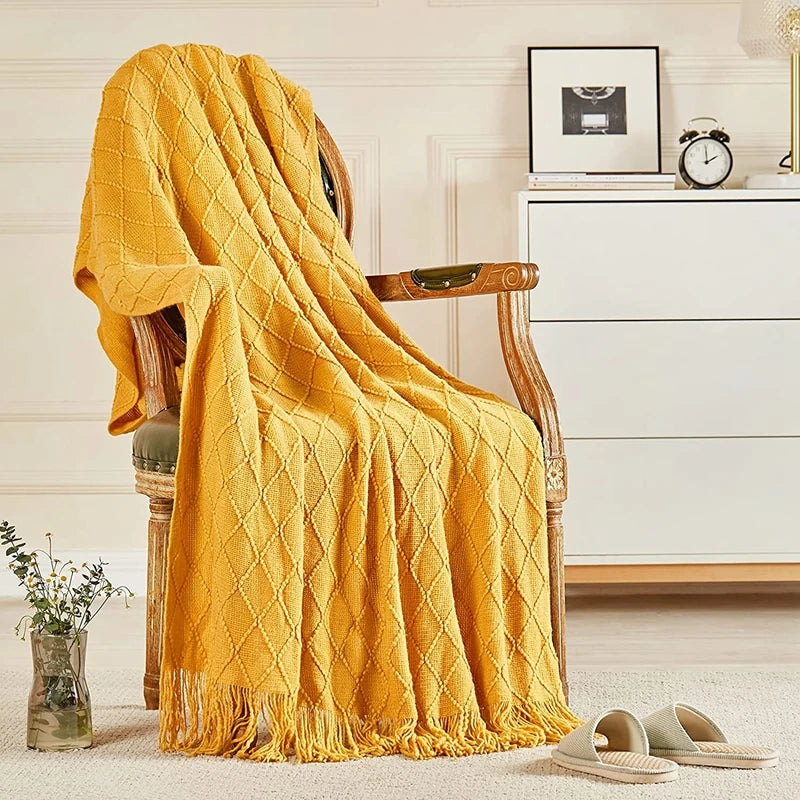 Cream Boho Bliss Chunky Knit Throw Blanket