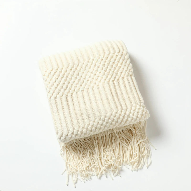 Cream Boho Bliss Chunky Knit Throw Blanket