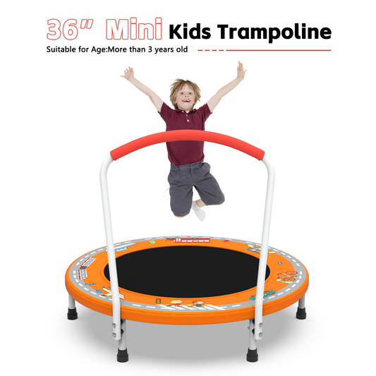 36inch Mini Trampoline For Kids Ages 1-6 Indoor Outdoor Trampoline With Handle  For Kids