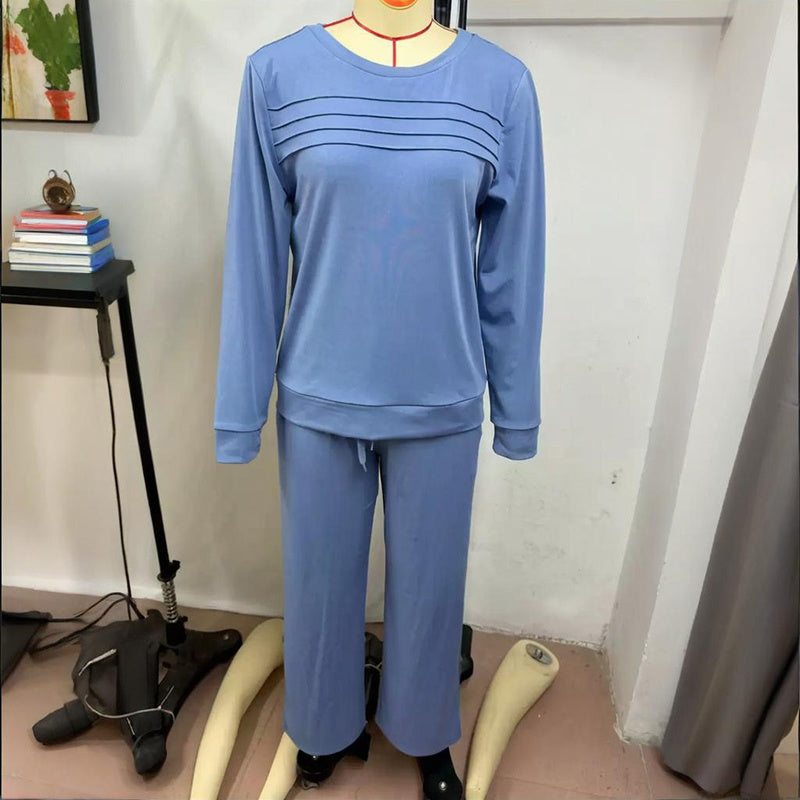 Women's Solid Color 2-Piece Lounge Set – Cozy Athleisure Outfit