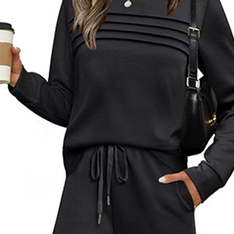 Women's Solid Color 2-Piece Lounge Set – Cozy Athleisure Outfit