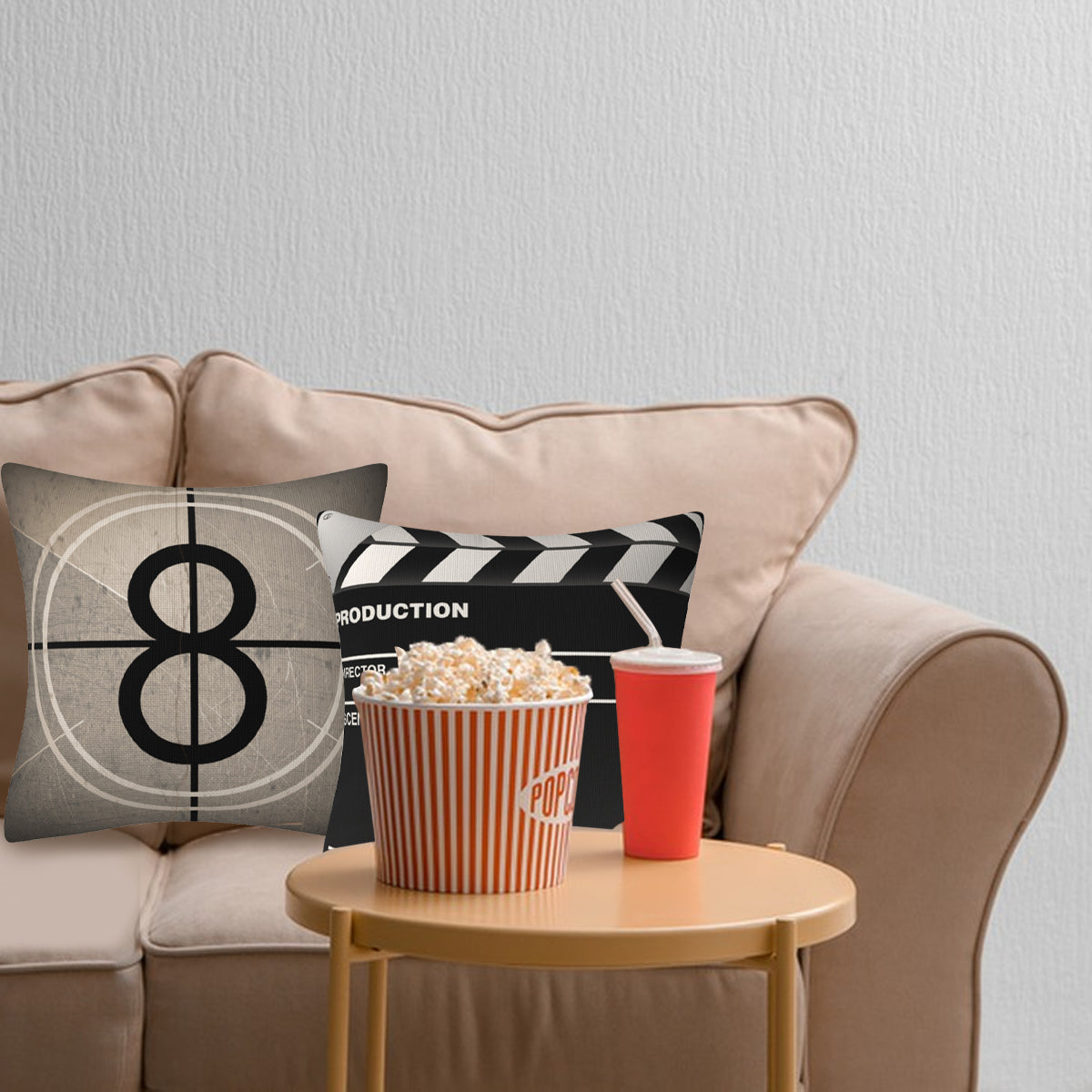 Cinema-Themed Pillow Covers 2-Pack – Decorative