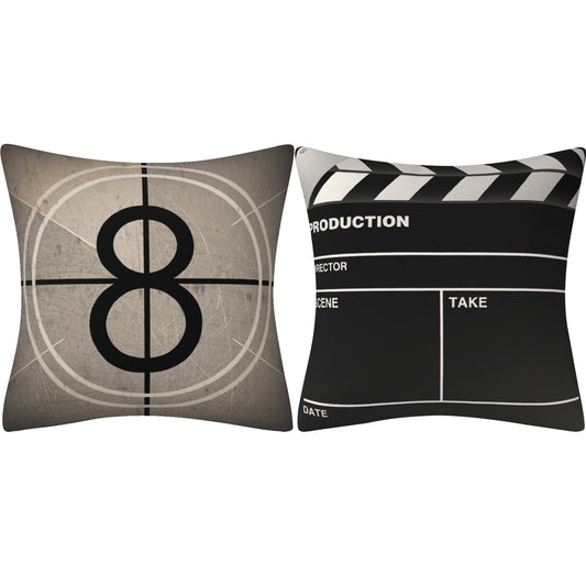 Cinema-Themed Pillow Covers 2-Pack – Decorative