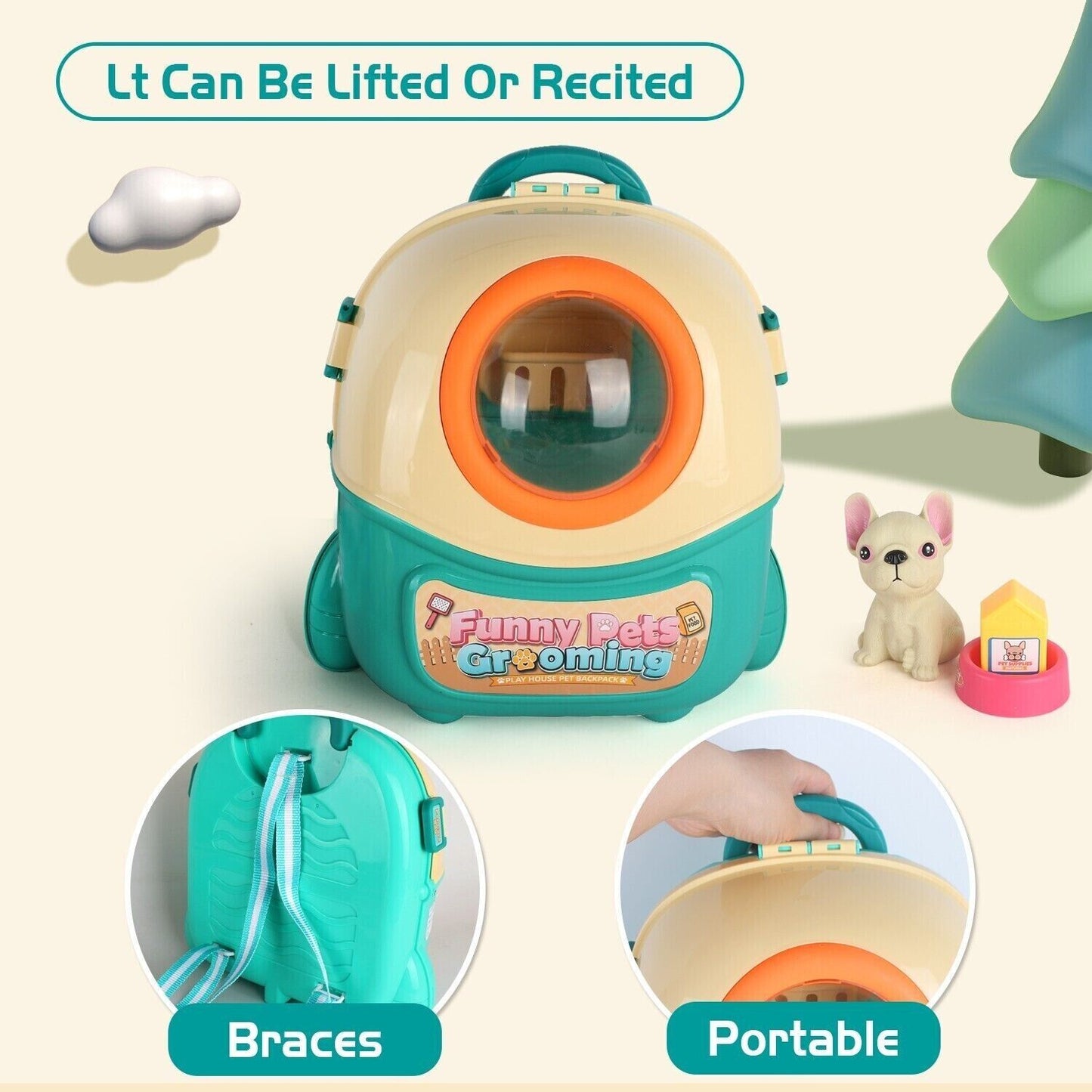 Pretend Play Dog Grooming Set with Carrier Backpack – Fun Educational Toy