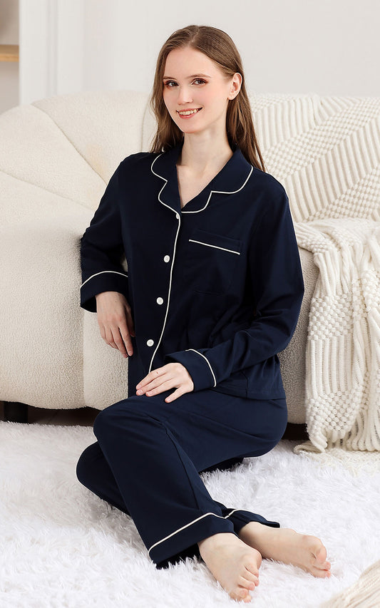 Soft Button-Up Women's Pajamas – Elegant Comfort